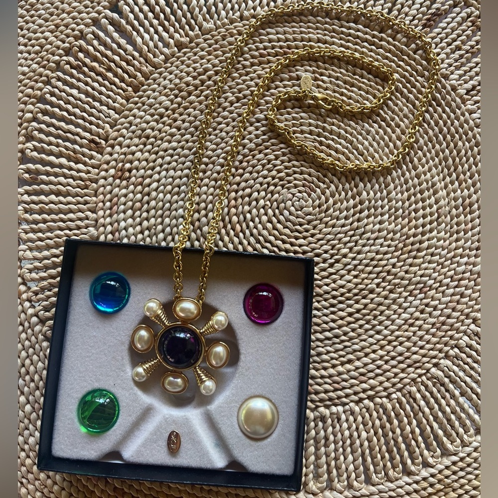 Vintage Kenneth Jay Lane interchangeable roman pendant necklace
